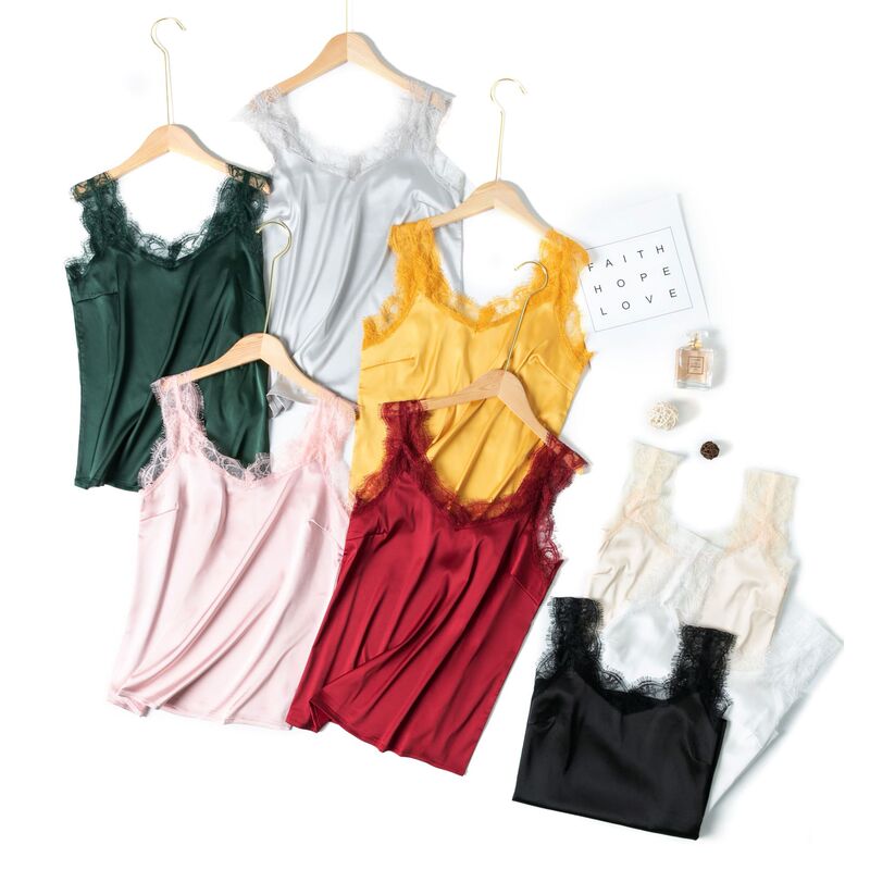 Design V-neck bottoming shirt lace top silk camisole women's spring and summer professional OL suit small inner Design V-neck bottoming shirt lace top silk camisole women's spring and summer professional OL suit small inner