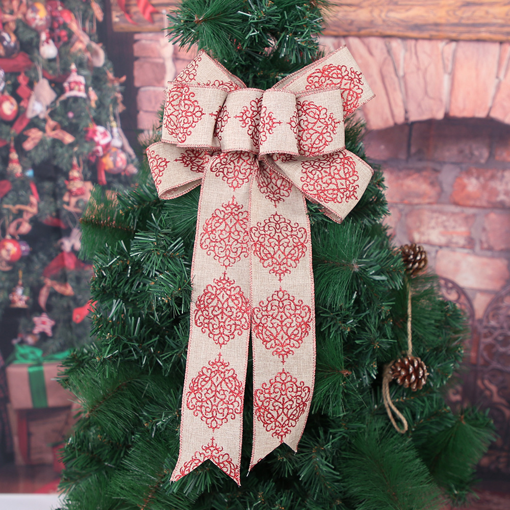 Decoración Navideña 2026, Nuevo Producto Transfronterizo, Lazo Rojo Grande para Decoración de Árboles de Navidad, para Centros Comerciales y Hoteles