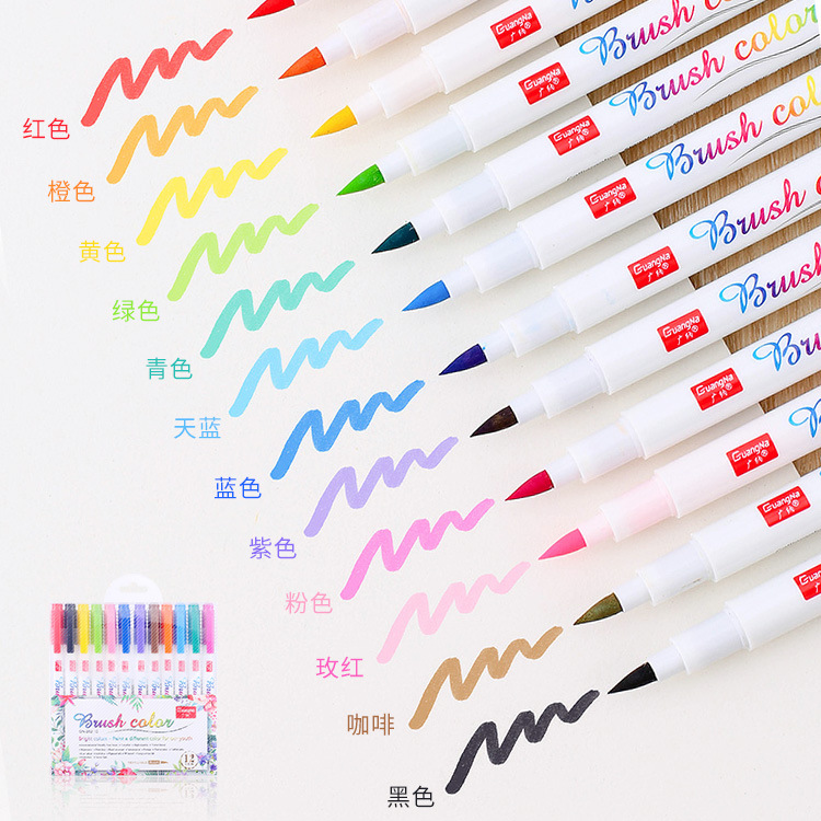 Guangna 202-12 color fluorescente caligrafía Xiuli pluma cabello suave pequeña escritura regular caligrafía pincel de escritura suave copia firma nominación pluma