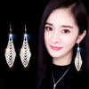 Silver needle, long shiny earrings with tassels, silver 925 sample, European style, internet celebrity, diamond encrusted