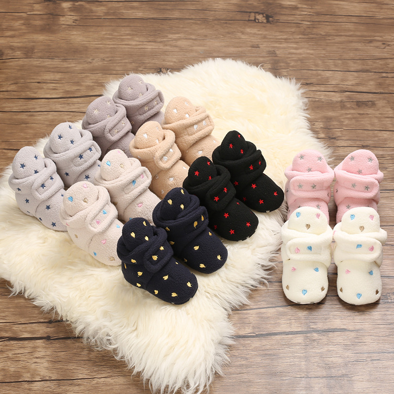 Autumn and winter 0-1 year old cotton shoes warm baby shoes soft bottom baby fleece shoes snow boots toddler shoes