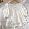 Summer retro fresh cute top, doll, with embroidery, Korean style