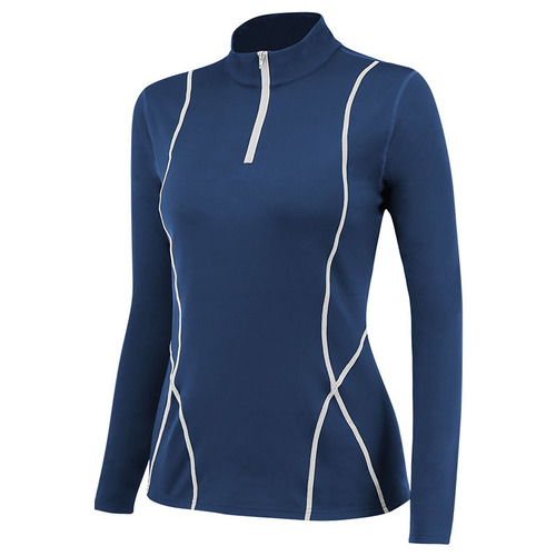 Women's Autumn/Winter Fleece Lined Long Sleeve Yoga Sports Top Fitness Running Tailored Half Zip Hoodie 02513