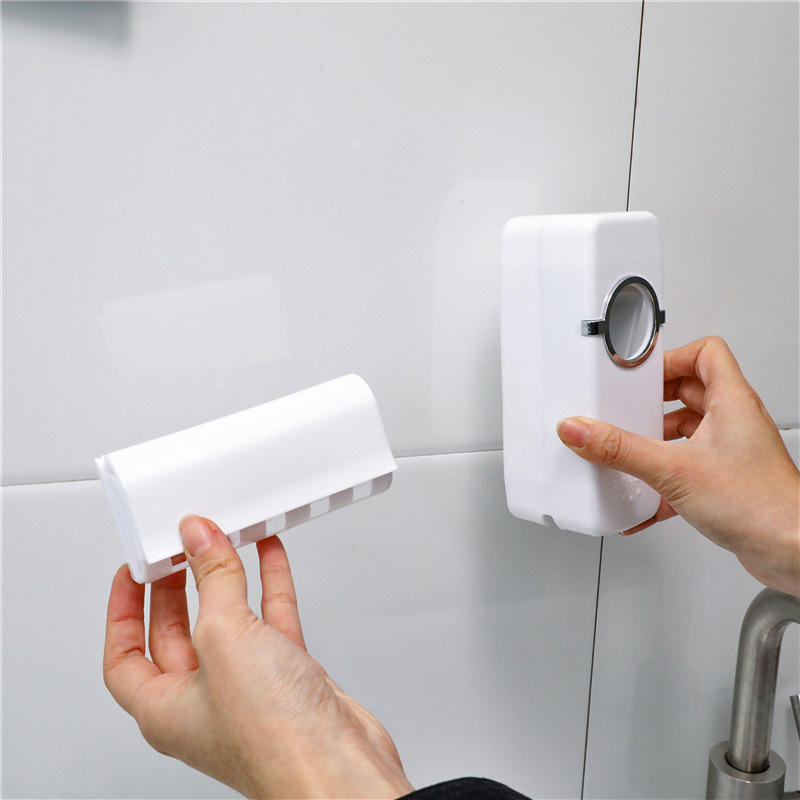 Automatisches Spenderset, Quetschvorrichtung, Halterung, Klebehaken, Zahnbürstenhalter, Zahnpastahalter (Großhandel)_voghion.com