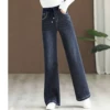 9200# Elastic wide-leg pants-dark blue