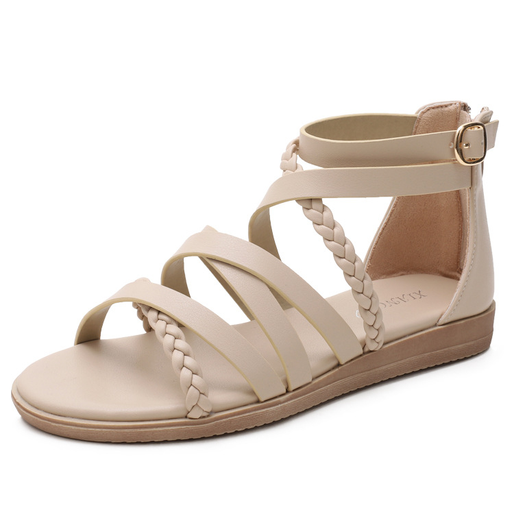 Amazon Bohemian Sandals Women Summer Large Size Women's Shoes 41-43 Summer Woven Roman Sandals Women 1477-7