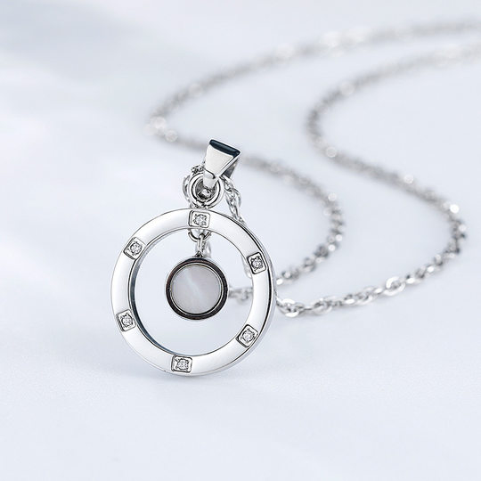 Korean Style New Stainless Steel Necklace Jewelry Titanium Steel Necklace Shell Diamond Pendant Clavicle Chain Necklace Women's Cool Style