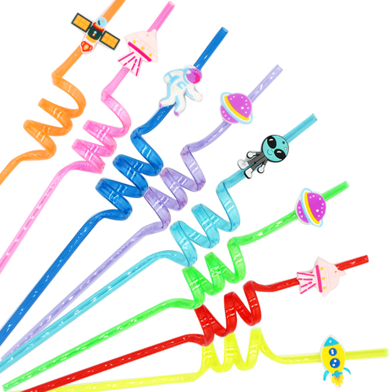 Paja del espacio Princesa paja Panda paja fiesta regalo plástico reutilizable