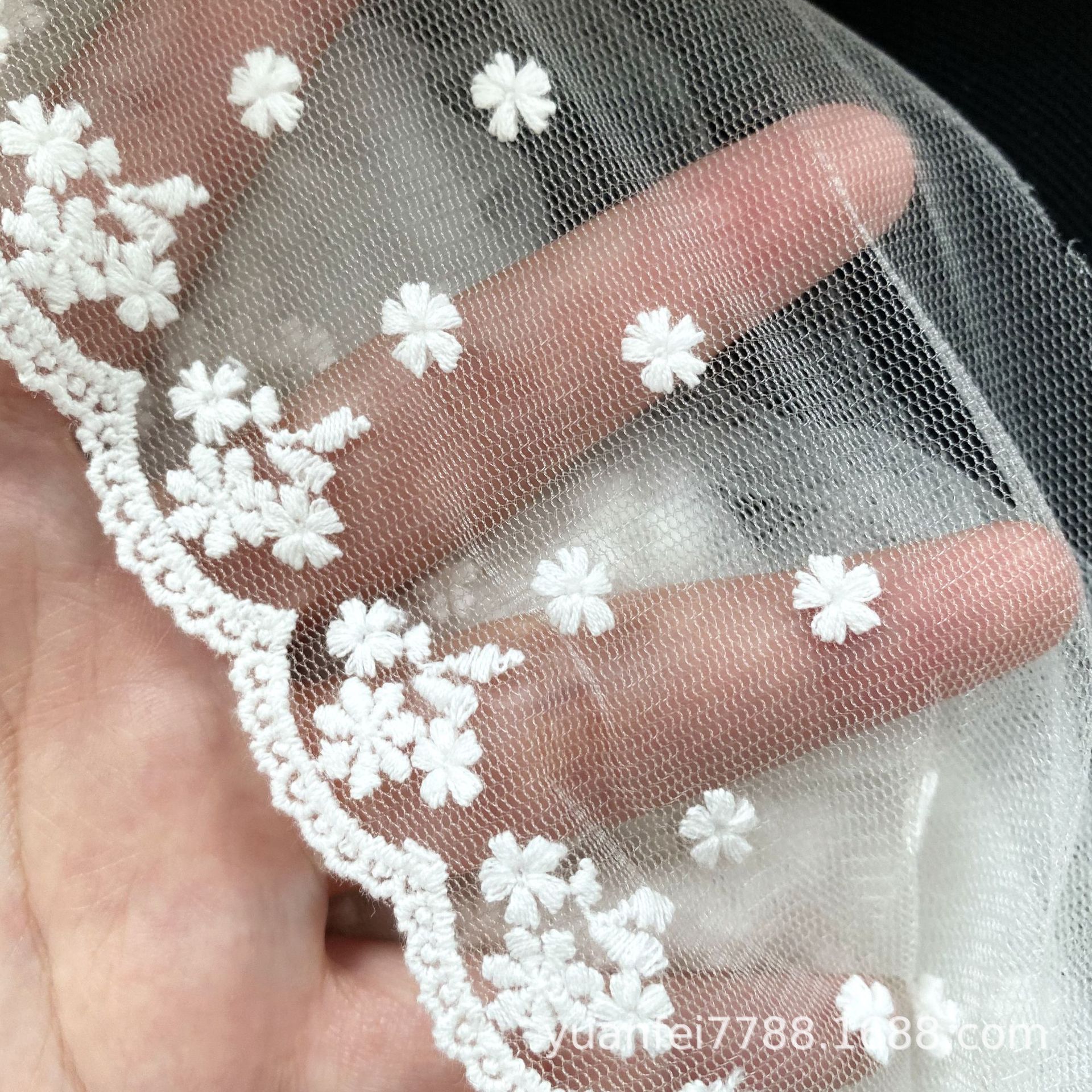 A-50小碎花透明网刺绣点点娃娃衣洛丽塔花边DIY服装辅料6厘米