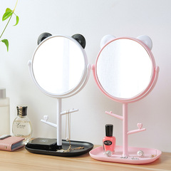 T1879 internet celebrity cartoon rotating makeup mirror desktop makeup mirror with tray makeup small mirror princess mirror
