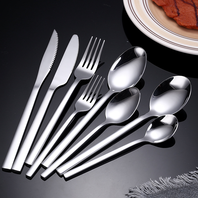 Factory Outlet Bachelor Tableware suit Three-piece Set Thickened Knife and Fork Stainless Steel Spoon Mixing Spoon Steak Knife Tip Spoon