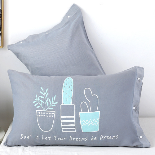 Three-layer gauze pure cotton pillowcase adult pillowcase cover one piece cotton pillowcase single European style couple pillowcase
