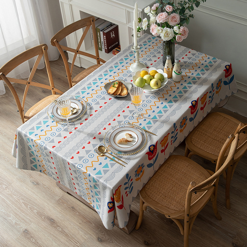 Thickened Polyester Cotton Linen Modern Simple Printed Tablecloth Rectangular Coffee Dining Table Cloth One_voghion.com