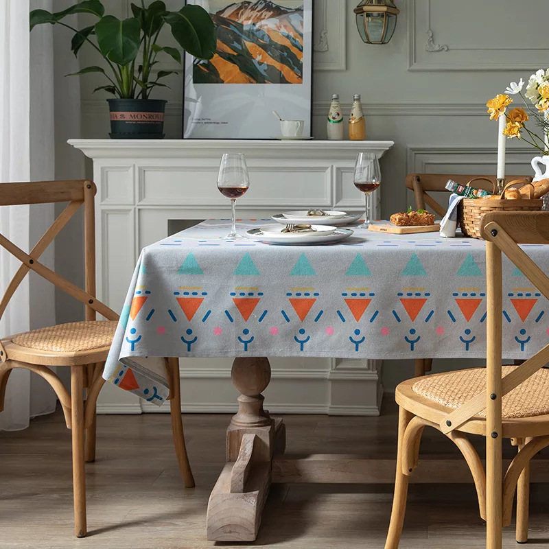 Thickened Polyester Cotton Linen Modern Simple Printed Tablecloth Rectangular Coffee Dining Table Cloth One_voghion.com