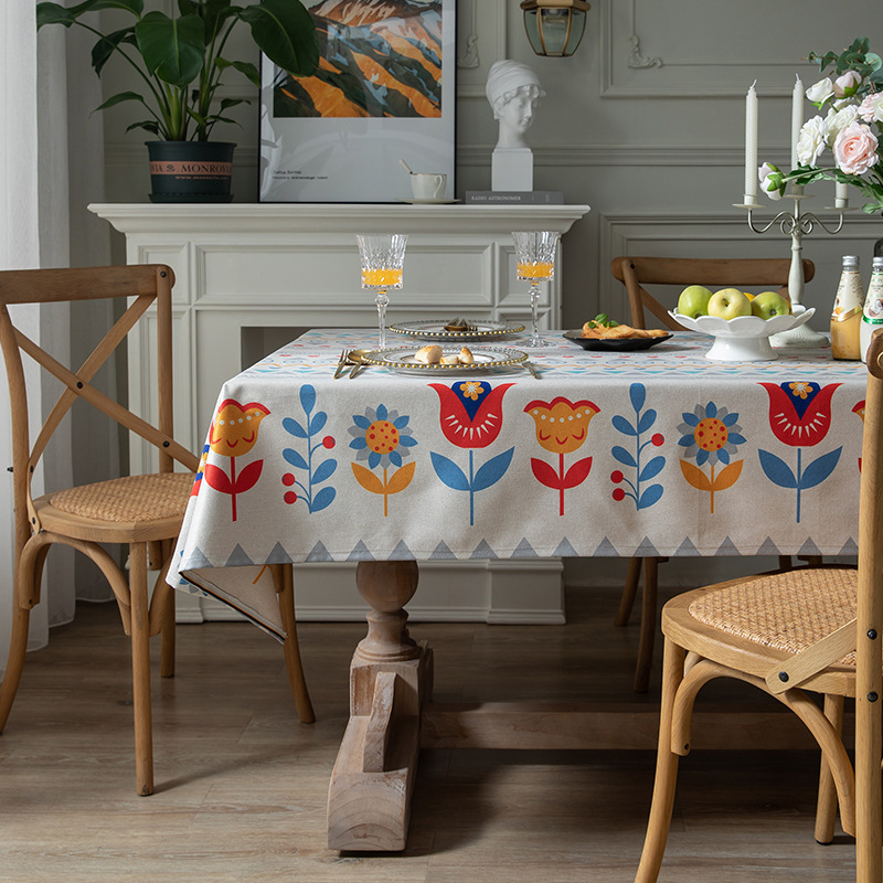 Thickened Polyester Cotton Linen Modern Simple Printed Tablecloth Rectangular Coffee Dining Table Cloth One_voghion.com