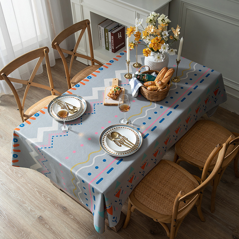 Thickened Polyester Cotton Linen Modern Simple Printed Tablecloth Rectangular Coffee Dining Table Cloth One_voghion.com