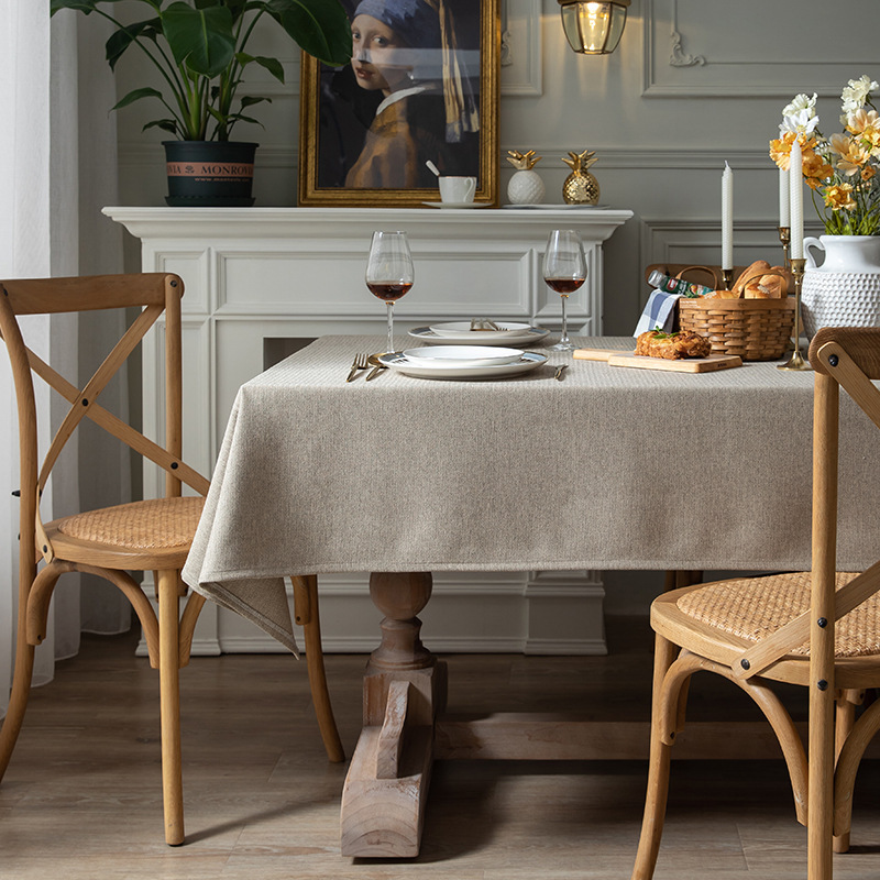 Thickened Polyester-cotton Cotton-linen Modern Simple Solid Color Rectangular Coffee Table Cloth, Dining_voghion.com