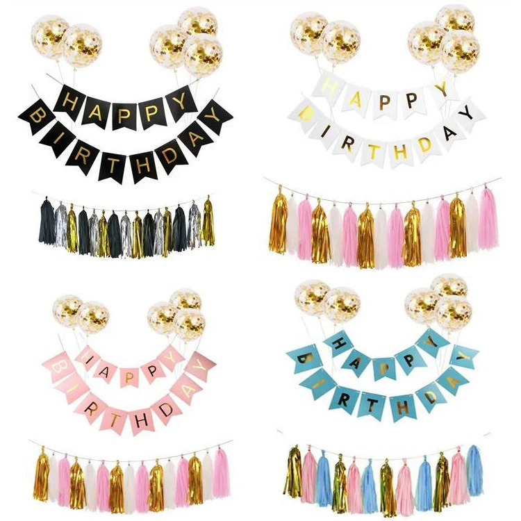 С Днем Рождения бумажный флаг большой бронзовый письмо рыбий хвост баннер + 5 2,8 г блестящие воздушные шары костюм трансграничный