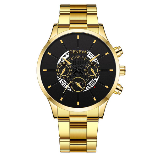 Foreign trade GENEVA three-eye men's watch men's watch steel belt business fashion calendar quartz watch men's wholesale