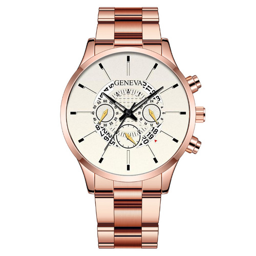Foreign trade GENEVA three-eye men's watch men's watch steel belt business fashion calendar quartz watch men's wholesale