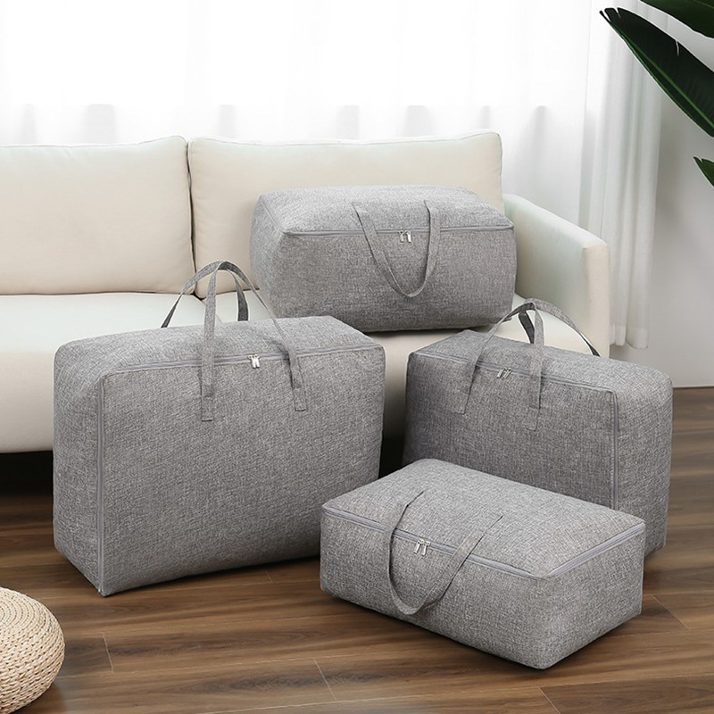 Bolsa de edredón portátil de gran capacidad de algodón y lino de estilo japonés, ropa impermeable, caja de almacenamiento suave, bolsa de embalaje de equipaje en movimiento, artefacto