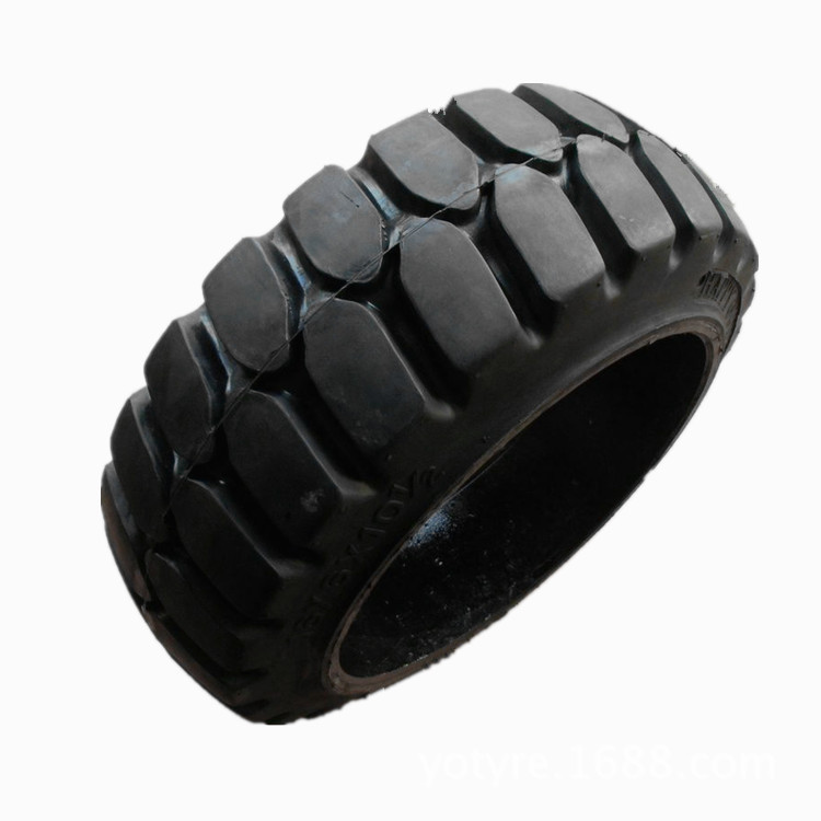 厂家直供实心轮胎高弹性抗磨抗刺破免打气压配叉车轮胎