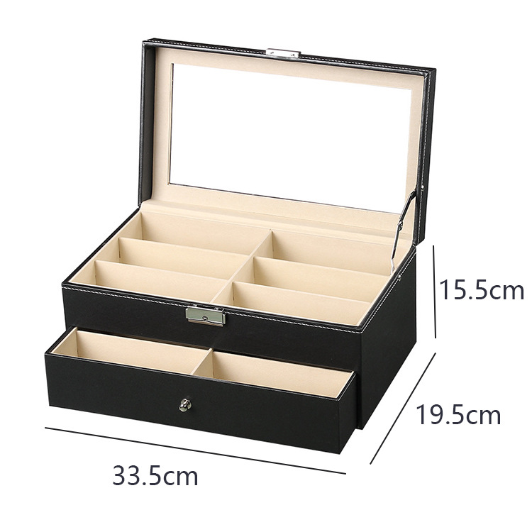 12칸 이중 레이어 블랙 안경 케이스; 1호