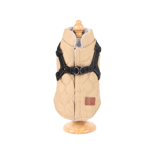 New cross-border pet dog clothes, autumn and winter dog clothes, thickened cotton clothes, two-legged small dog vest traction manufacturer