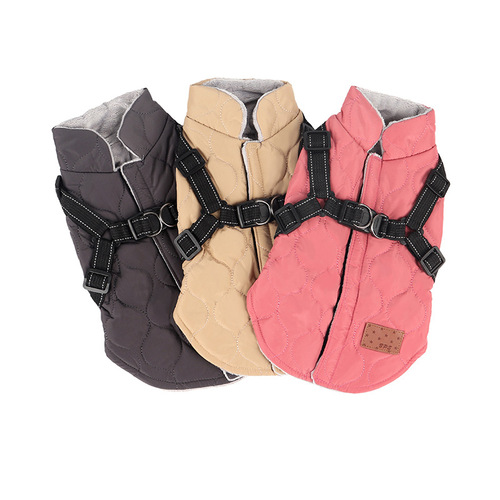 New cross-border pet dog clothes, autumn and winter dog clothes, thickened cotton clothes, two-legged small dog vest traction manufacturer