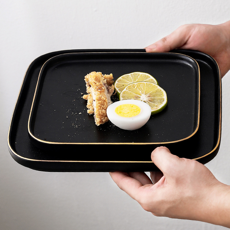 Plato de cerámica estilo nórdico INS, cuadrado para desayuno o bistec