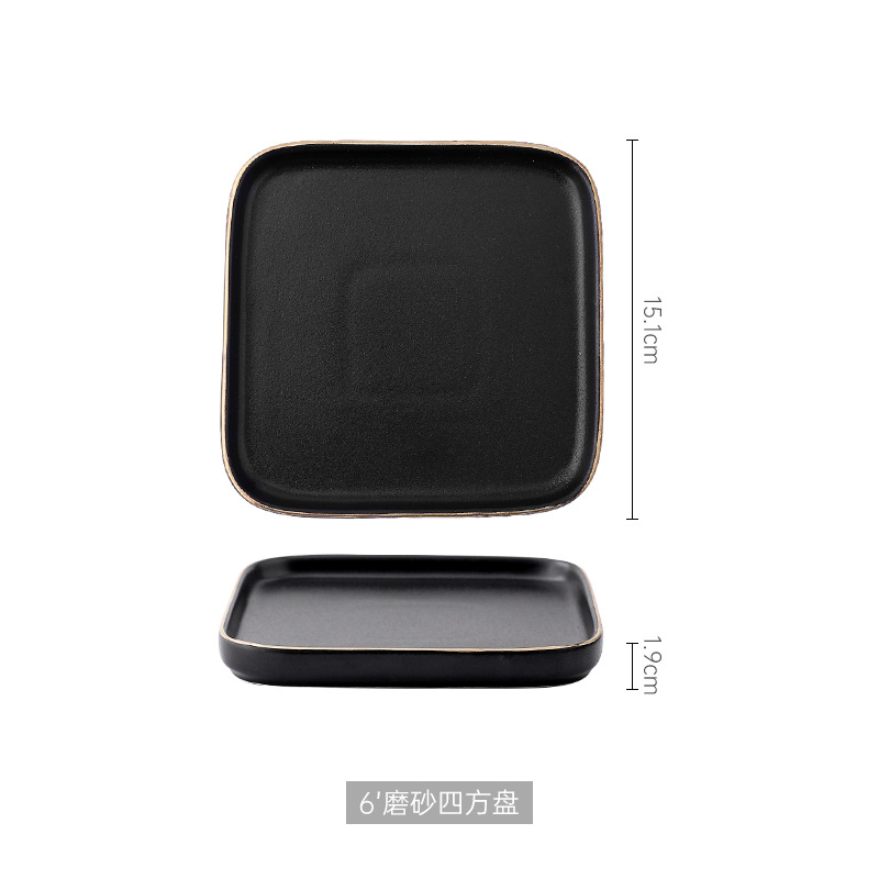 Plato de cerámica estilo nórdico INS, cuadrado para desayuno o bistec