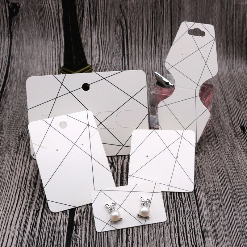 黑色线条耳环卡发夹卡 首饰包装卡纸可印logo 耳钉卡银针配件