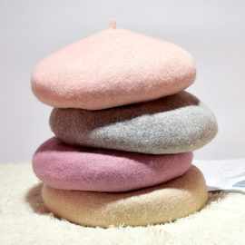 秋冬帽子羊毛百搭大帽檐潮贝雷帽女画家批发南瓜休闲毛呢蓓蕾圆顶