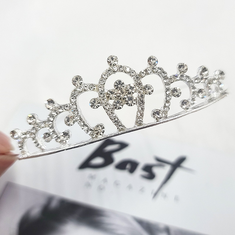 New Children's Rhinestone Crown Hair Band Hair Comb Cute Princess Girl Hair Accessories Baby Crown Hair Accessories Bridal Headwear