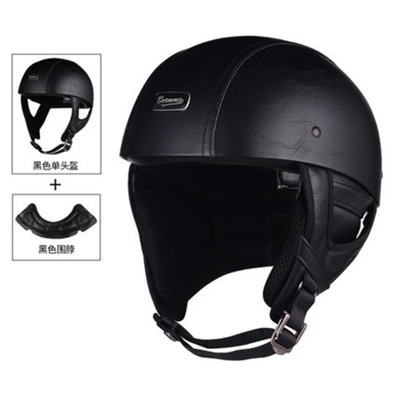 Cross-border Retro Pedal Battery Motorcycle Electric Helmet Helmet Lightweight Half-helmet with Leather Snoop