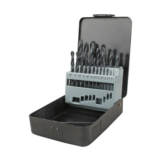 鹰之印高速钢直柄麻花钻头套装13/19/25件套轧制黑钻组套93441