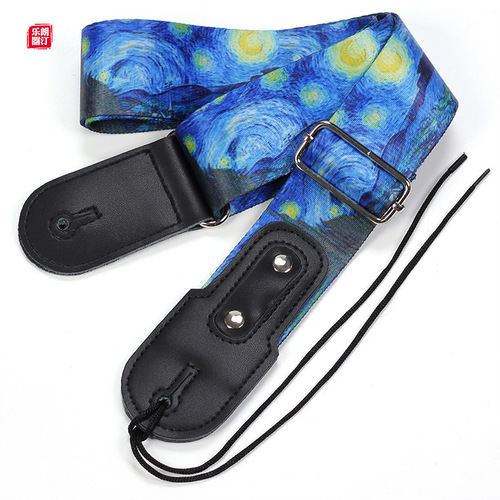 Lang Ting brand creative Van Gogh guitar strap folk acoustic guitar diagonal shoulder strap wholesale electric guitar bass accessories