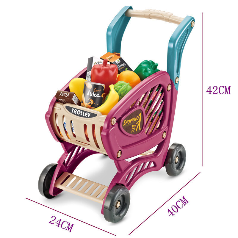 Traje de carrito de compras de frutas y verduras de simulación infantil transfronteriza supermercado ventas de compras jugar casa Carro de juguete