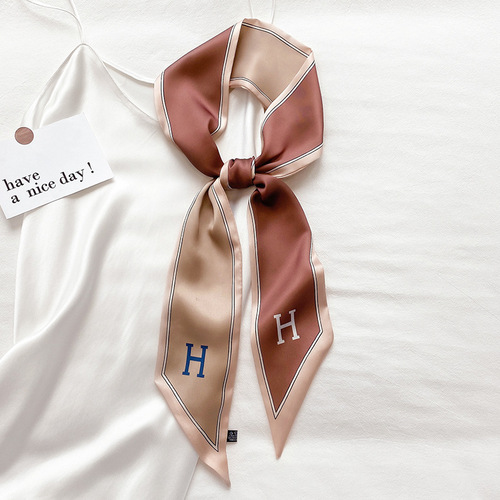 Silk scarf women's fashion spring and autumn multi-functional thin long leather ribbon Korean style decorative scarf headband tie bag belt scarf