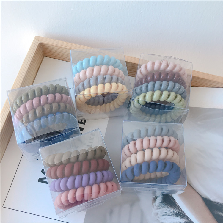 Corda telefónica coreana Morandi pequeña anillo de cabello esmerilado grueso para mujeres simple caja sin marcas funda de cuero