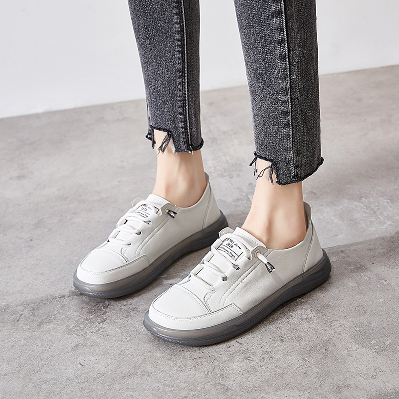 Cuero genuino de las mujeres 2022 nuevos zapatos de las mujeres tendón de carne inferior suave cómodo todo partido elástico casual zapatos planos de las mujeres