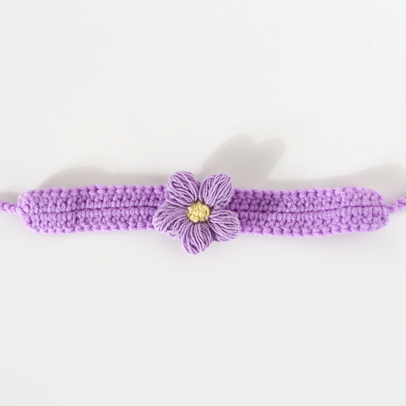 Amazon transfronterizo crochet hecho a mano lana flores gatos perros collar ajustable collar de cereza