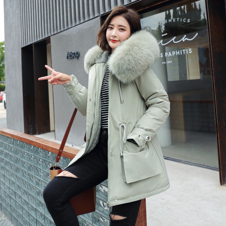 Chaqueta acolchada de algodón para mujer, invierno 2025, con cuello de piel grande, estilo workwear, bolsillos grandes, ajuste holgado, forro polar, forro interior grueso, abrigo de algodón para mujer. image 11