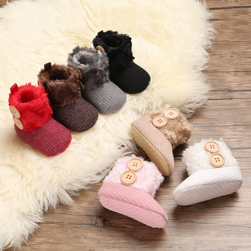 Осень и зима От 0 до 1 года хлопчатобумажная обувь зимние сапоги на флисовой подкладке Теплая мужская и женская детская обувь с мягкой подошвой детская обувь для малышей