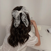 White ponytail with bow, hairgrip, hair accessory, simple and elegant design, Chanel style, internet celebrity