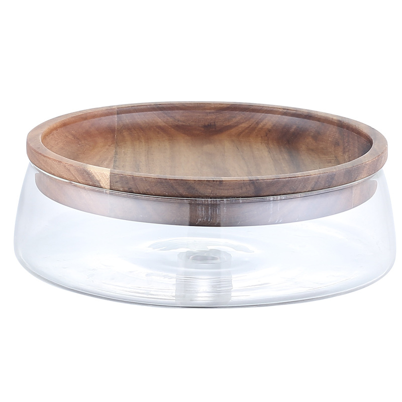 Xiangsimu-estilo japonés tuerca plato de fruta tazón de caramelo plato de fruta moderna sala de estar mesa de café de doble capa de vidrio caja de almacenamiento del hogar