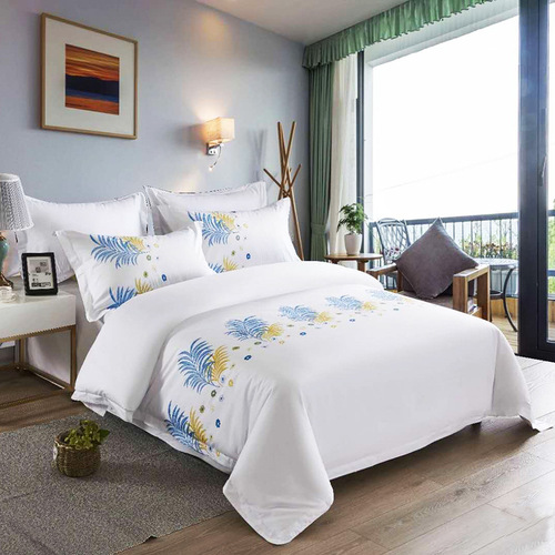 Luxury five-star hotel four-piece set homestay inn bedding 60S pure cotton satin room hotel linen customization
