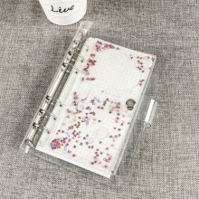 卡通PVC流沙少女心亮片袋入油收账本手账本配件6孔活页创意收纳袋