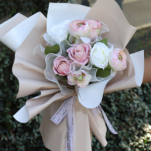 Chinese Valentine's Day new Korean wrapping paper flower shop floral materials bouquet wrapping paper waterproof two-color double-sided Ouya paper