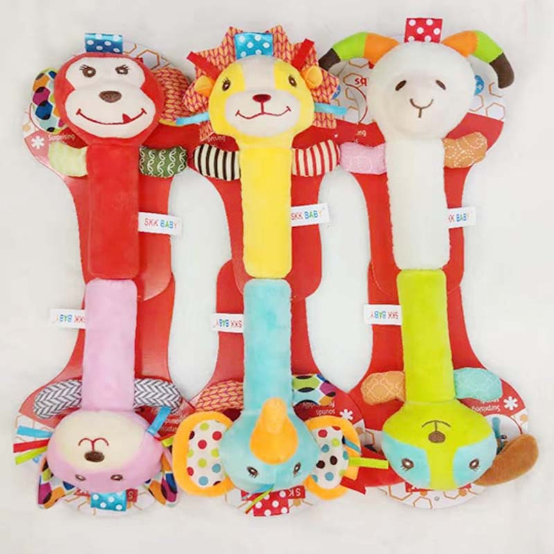 Sonajero de mano SKKbaby, juguete para bebé, sonajero de mano de peluche con forma de animal, campana para cuna, juguete educativo.